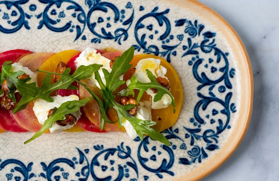 Beetroot carpaccio, goats’ cheese, roasted maple walnuts