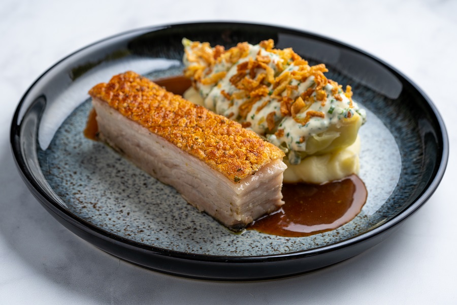 Crispy pork belly, hispi cabbage, buttermilk dressing