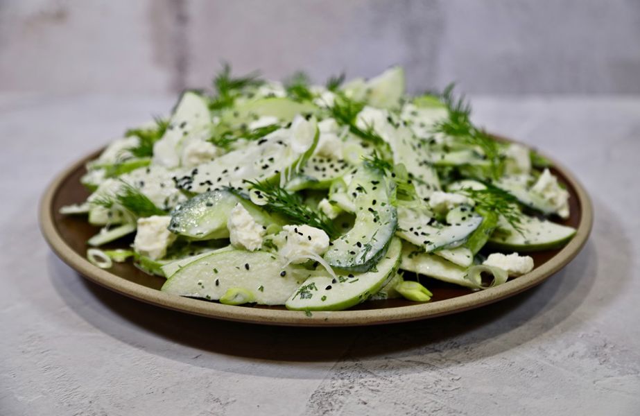 Cucumber, green apple and nigella seed salad