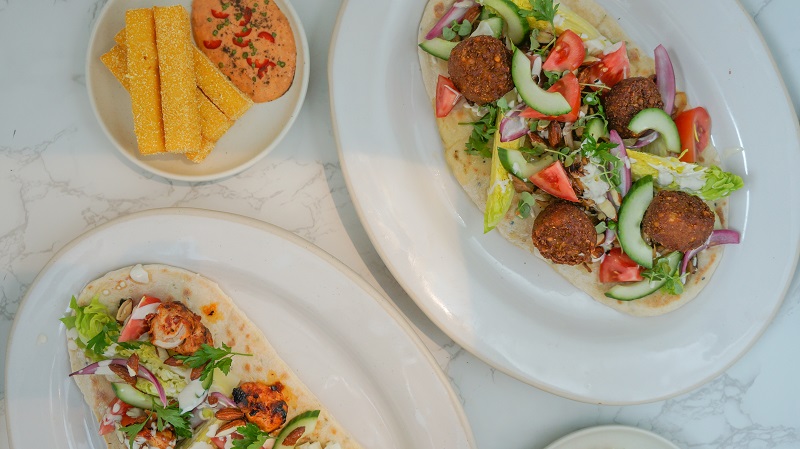 Smoked tomato and paprika falafel flatbread