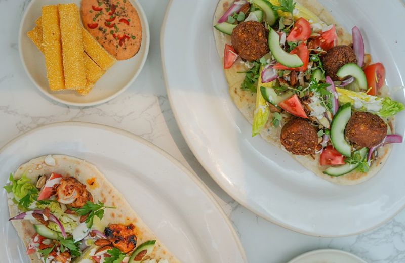 Smoked tomato and paprika falafel flatbread
