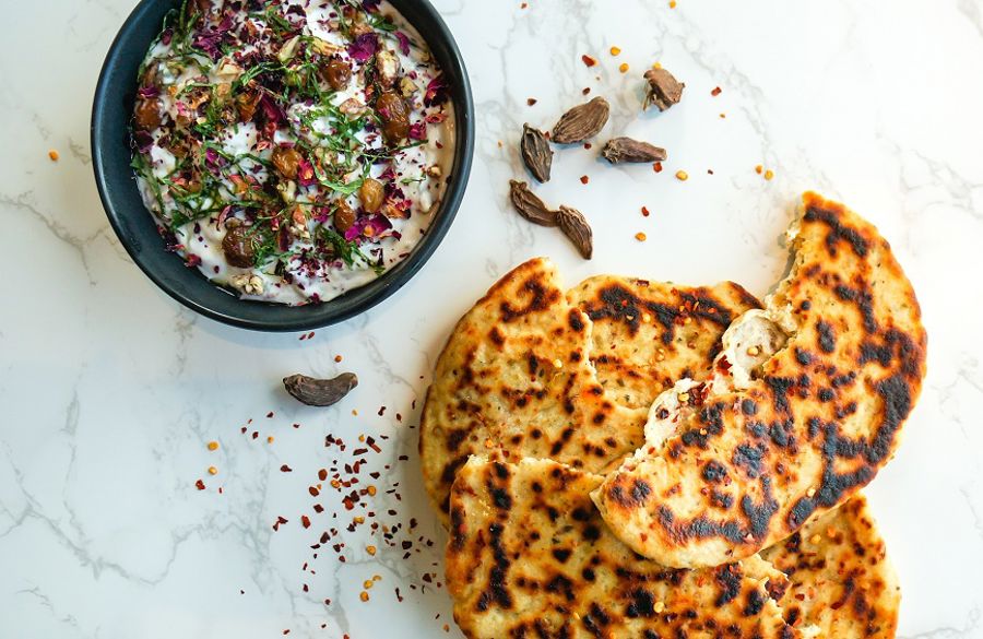 Yogurt flatbread with marjoram and pul biber
