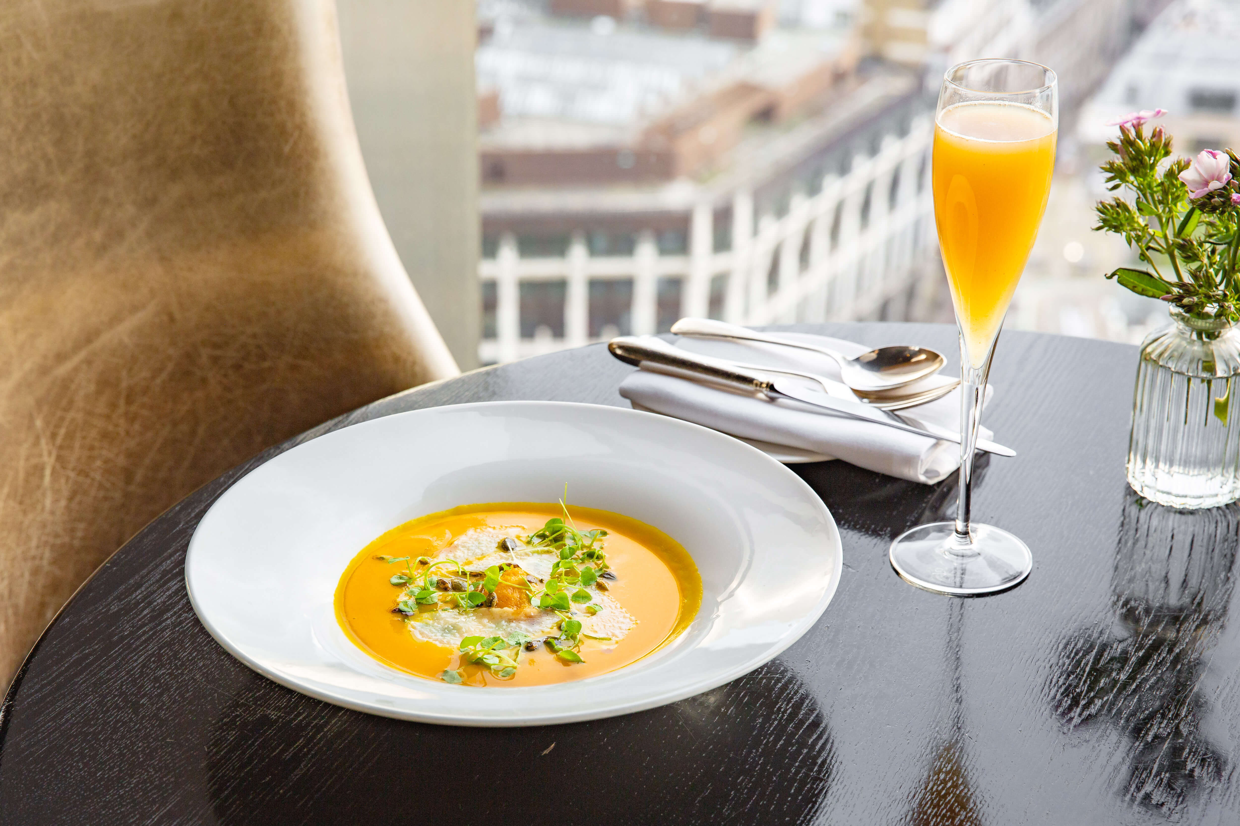 Butternut squash soup with cardamom and tahini
