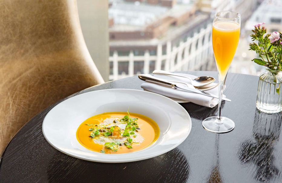 Butternut squash soup with cardamom and tahini